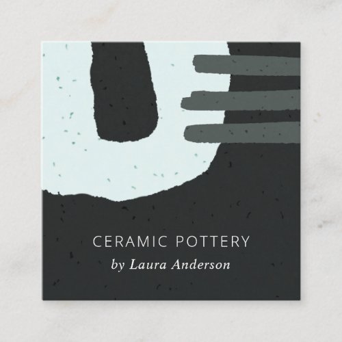 ABSTRACT CHIC CERAMIC TEXTURE BLACK BLUE SPECKLED SQUARE BUSINESS CARD