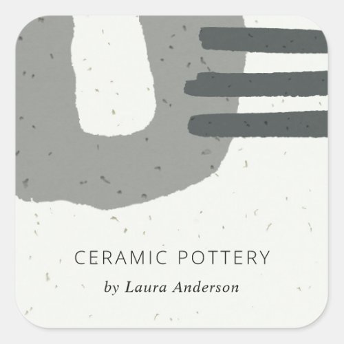 ABSTRACT CHIC CERAMIC TEXTURE BROWN GREY SPECKLED SQUARE STICKER