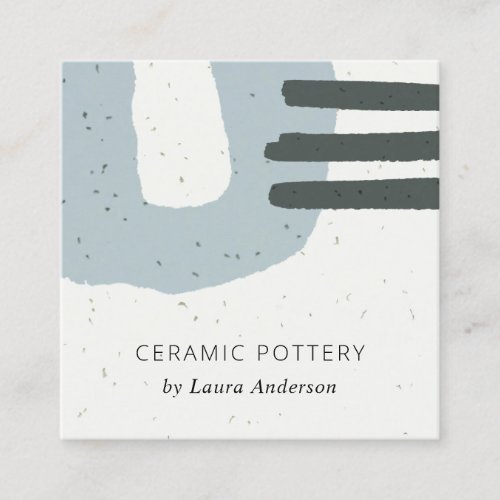 ABSTRACT CHIC CERAMIC TEXTURE GREY BLUE SPECKLED SQUARE BUSINESS CARD
