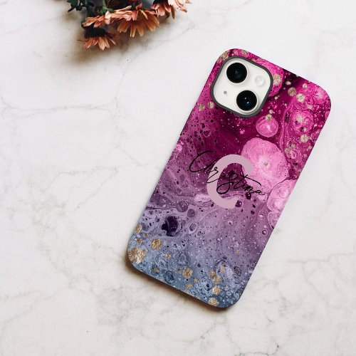 Abstract Chic Luxury Glam Marble Pour Paint  Case_Mate iPhone 14 Case