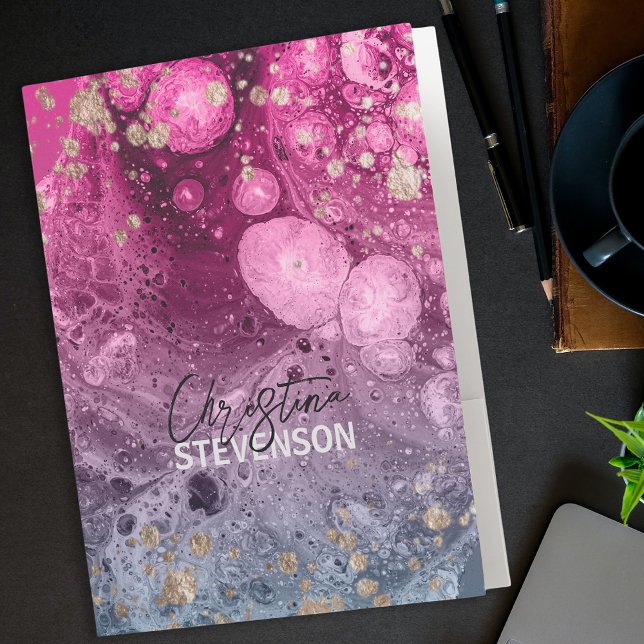 Abstract Chic Luxury Glam Marble Pour Paint  Pocket Folder (Creator Uploaded)