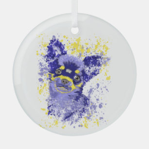Abstract Chihuahua Glass Ornament