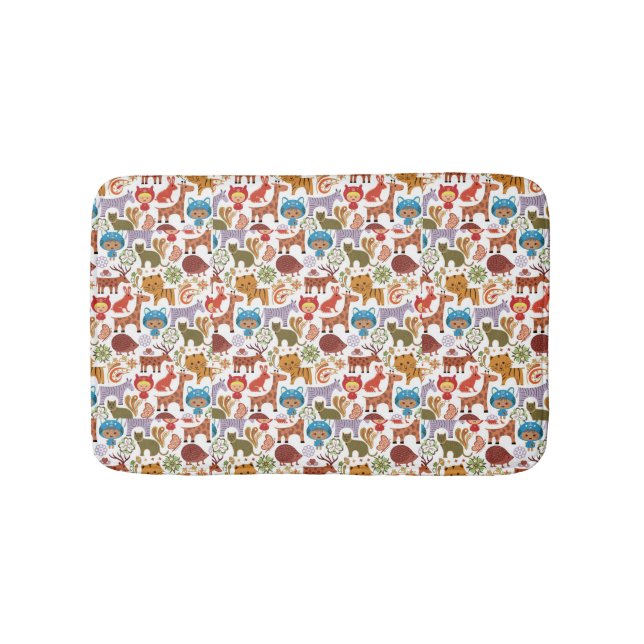 Abstract Child and Animals Pattern Bathroom Mat (Front)