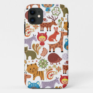 Abstract Child and Animals Pattern iPhone 11 Case