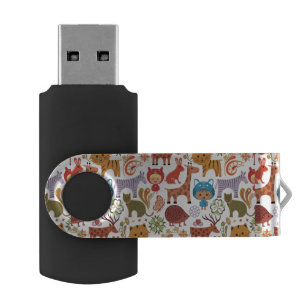 Abstract Child and Animals Pattern Flash Drive