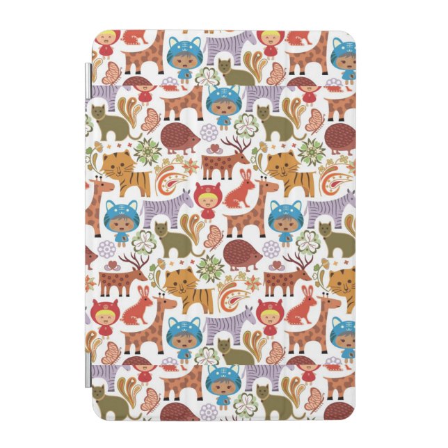 Abstract Child and Animals Pattern iPad Mini Cover (Front)