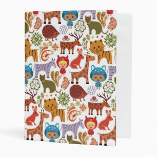 Abstract Child and Animals Pattern Mini Binder