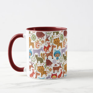 Abstract Child and Animals Pattern Mug