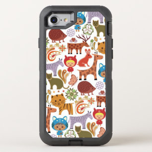 Abstract Child and Animals Pattern OtterBox Defender iPhone SE/8/7 Case