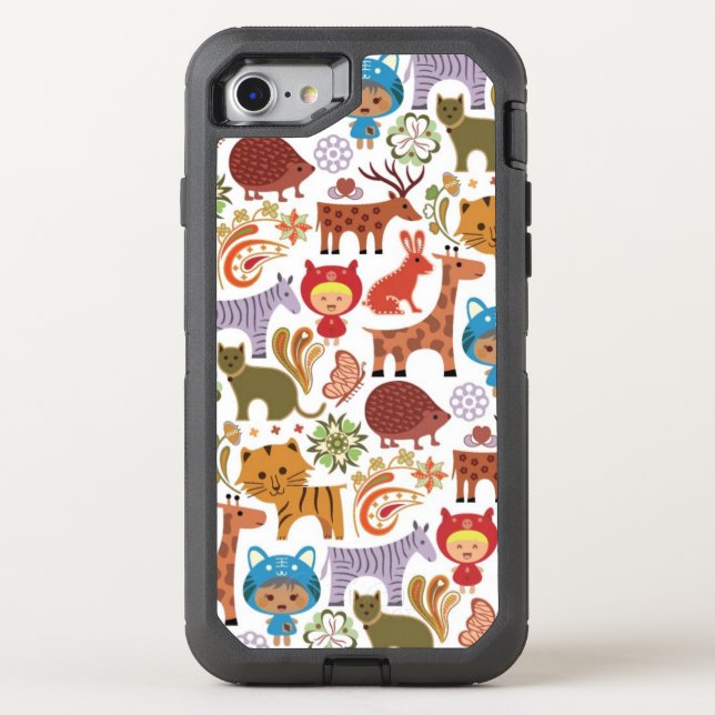 Abstract Child and Animals Pattern Otterbox iPhone Case (Back)