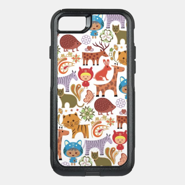 Abstract Child and Animals Pattern Otterbox iPhone Case (Back)