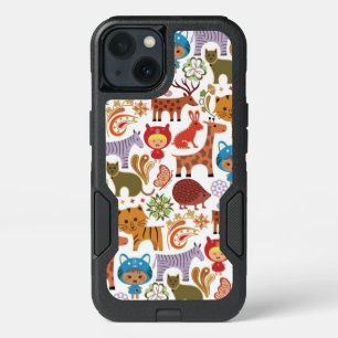 Abstract Child and Animals Pattern iPhone 13 Case