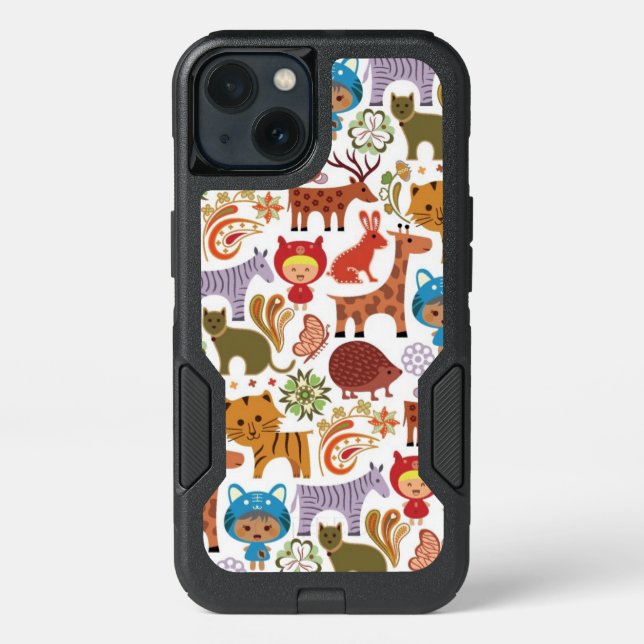 Abstract Child and Animals Pattern Otterbox iPhone Case (Back)