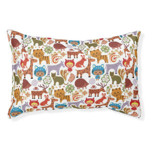 Abstract Child and Animals Pattern Pet Bed