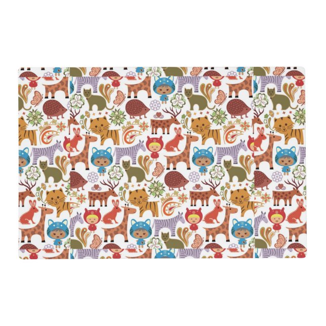 Abstract Child and Animals Pattern Placemat (Front)