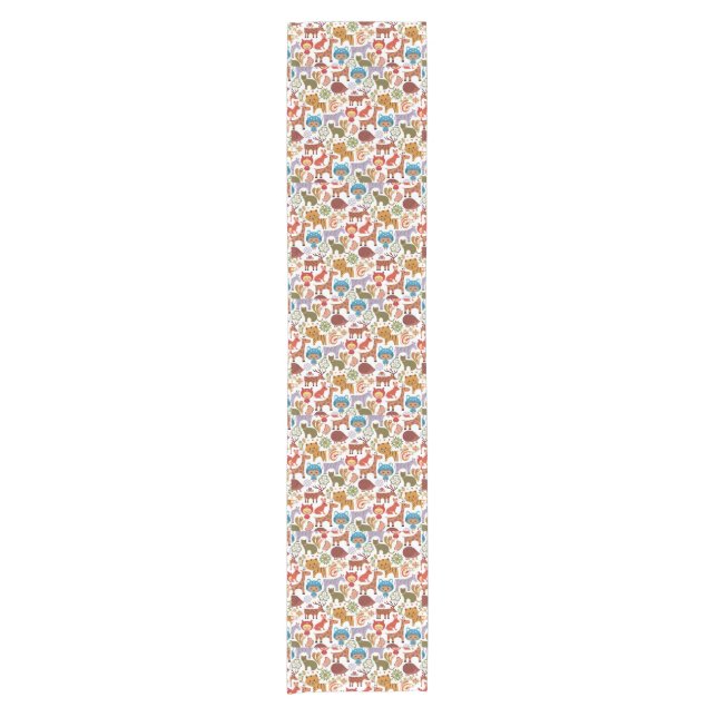 Abstract Child and Animals Pattern Short Table Runner (Front)