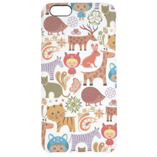 Abstract Child and Animals Pattern Clear iPhone 6 Plus Case