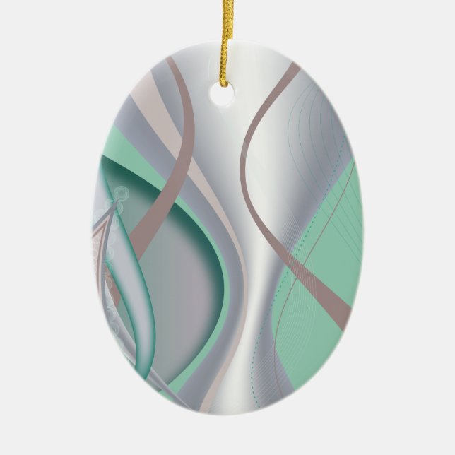 Abstract Chocolate Mint Tornado Ceramic Ornament (Front)