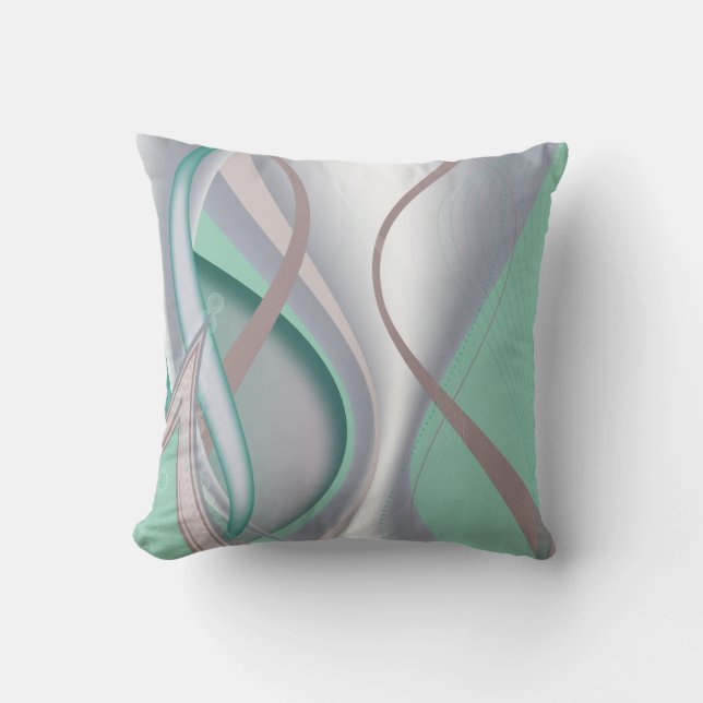 Abstract Chocolate Mint Tornado Throw Pillow (Front)