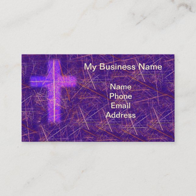 Abstract Christian Background with Glowing Cross Business Card (Front)