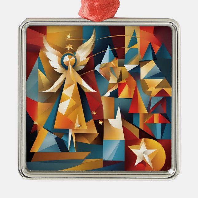 Abstract Christmas Angel Metal Ornament (Front)