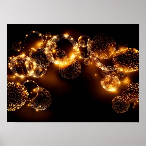 Abstract Christmas background with golden circles  Poster