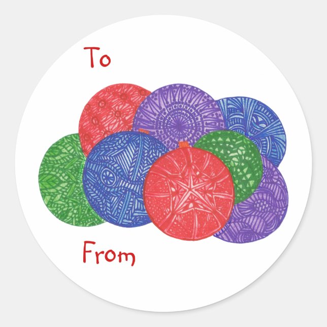 Abstract Christmas balls To From holiday stickers (Front)