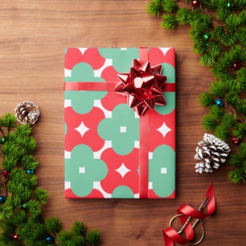 Abstract Christmas Clover Wrapping Paper