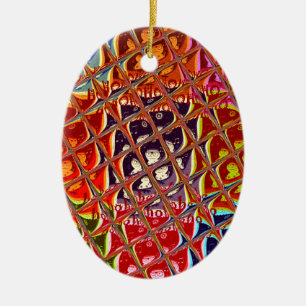Abstract Christmas Colors Collection. Ceramic Ornament