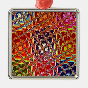 Abstract Christmas Colors Collection. Metal Ornament