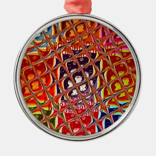 Abstract Christmas Colors Collection. Metal Ornament (Front)