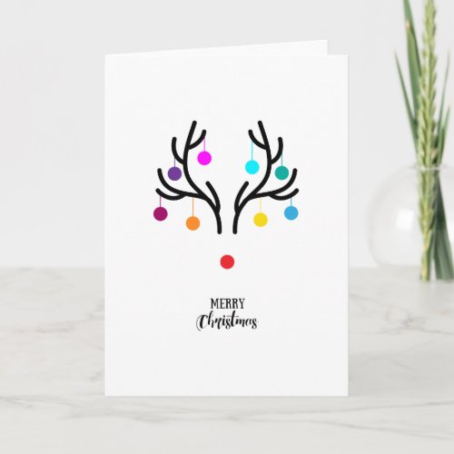 Abstract Christmas deer with red nose Holiday Card