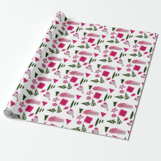 Abstract Christmas designs in pink & pink Wrapping Paper