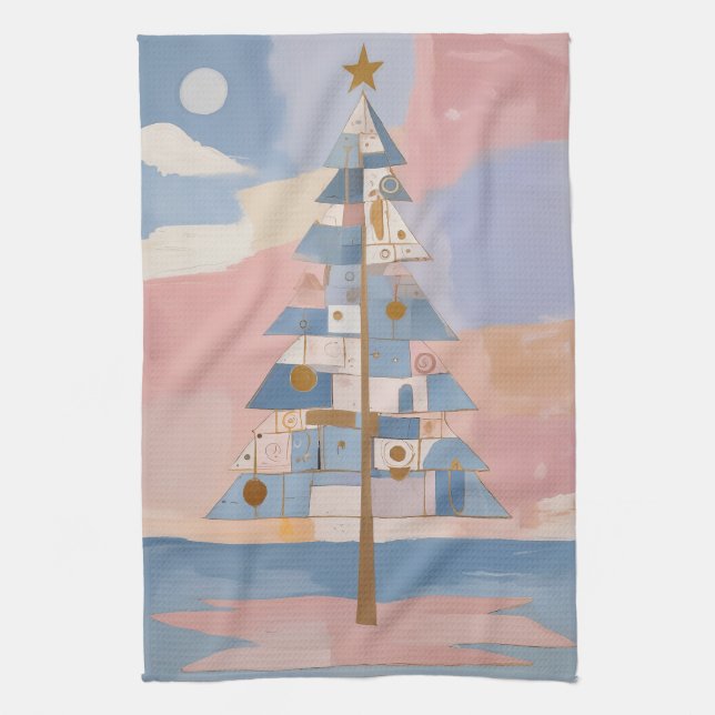 Abstract Christmas Geometry Kitchen Towel (Vertical)