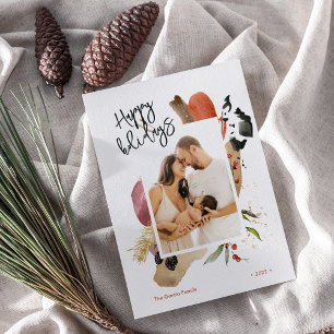 Abstract Christmas Happy Holiday Custom Photo Card