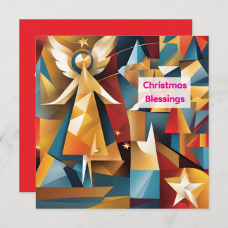 Abstract Christmas Holiday Angel Card