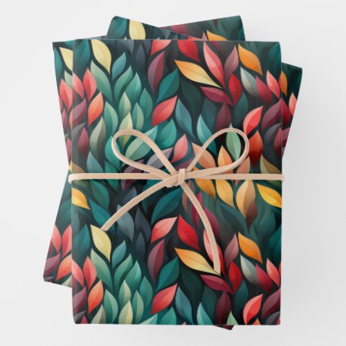 Abstract Christmas Leaves Wrapping Paper Sheets