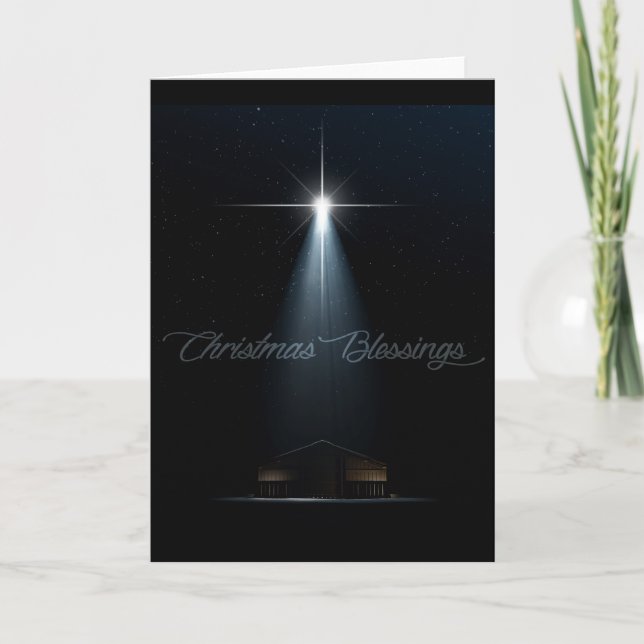 Abstract Christmas Nativity Stable And Star Holiday Card (Front)