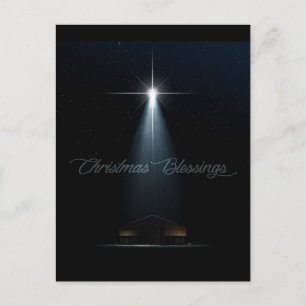 Abstract Christmas Nativity Stable And Star Holiday Postcard