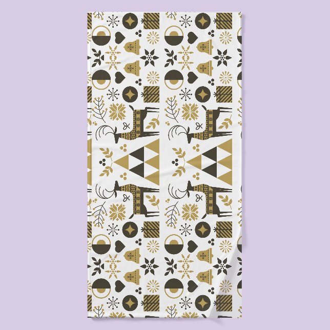 Abstract Christmas Reindeer Modern Geometric Bath Towel (Bath Towel)
