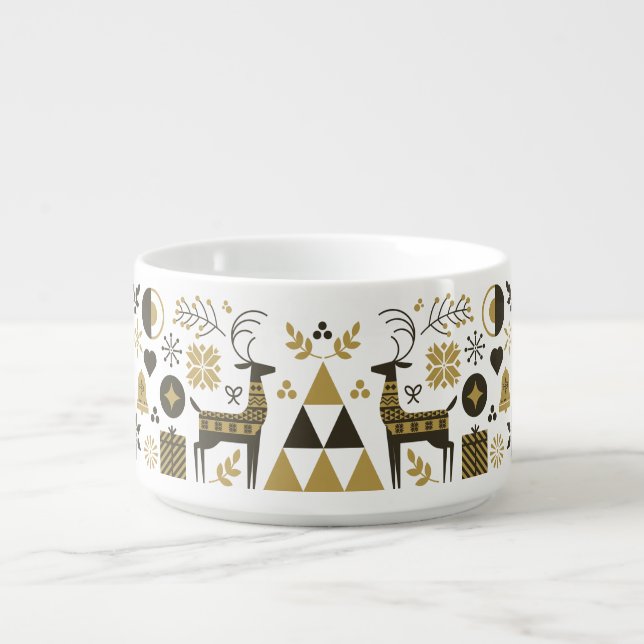 Abstract Christmas Reindeer Modern Geometric Bowl (Center)