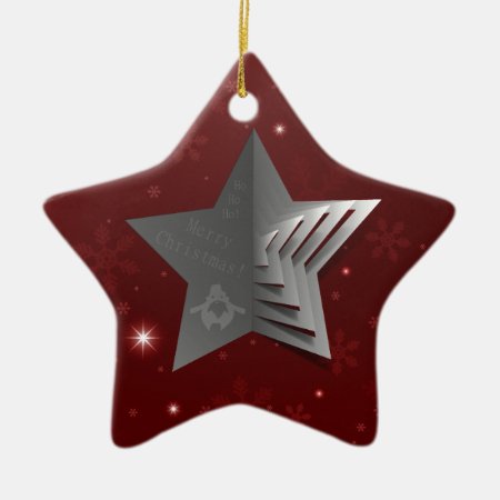 Abstract Christmas Star Background Ceramic Ornament