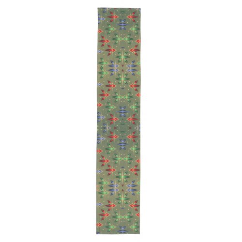 Abstract Christmas Stars Green Red  Blue Medium Table Runner