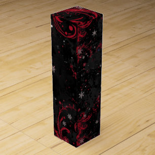 Abstract Christmas Swirl Pattern on Dramatic Black Wine Box