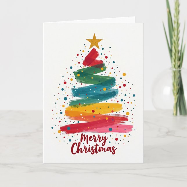 Abstract Christmas Tree Art Card (Front)