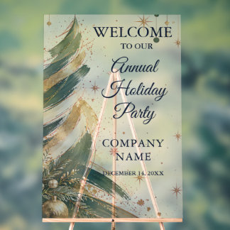 Abstract Christmas Tree Corporate Holiday Welcome Acrylic Sign