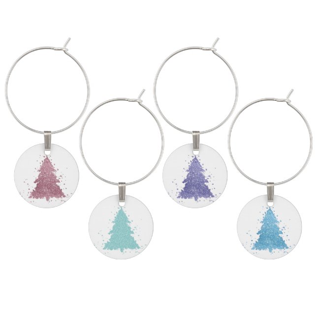 Abstract Christmas Tree | Elegant Pastel Splatter Wine Charm (Staggered)