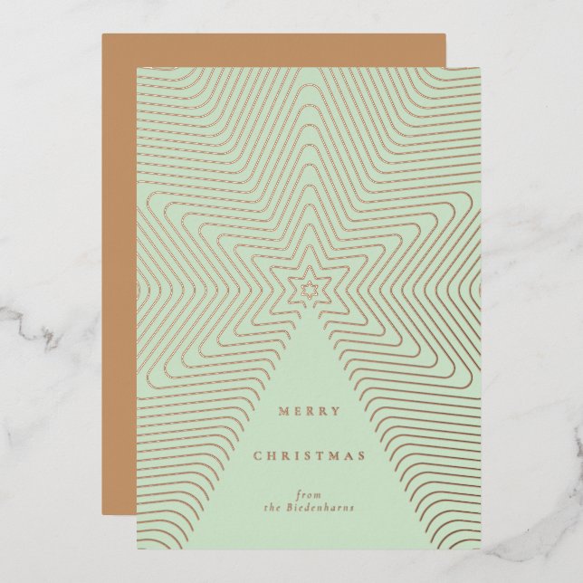 Abstract Christmas Tree Foil Christmas Card (Front/Back)