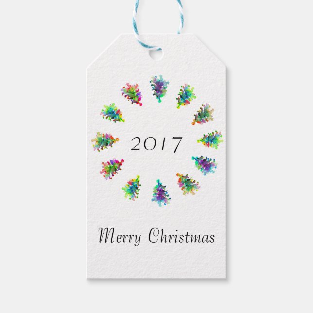 Abstract Christmas tree gift tag. Tags (Front)