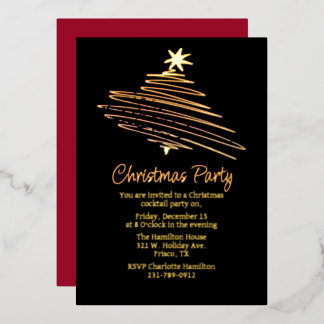 Abstract Christmas Tree Holiday Foil Invitation